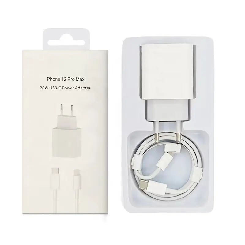 Chargeur iPhone USB-C 20W + Câble Lightning 1M Plastique Wit