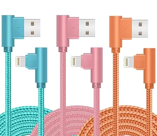 USB A to lightning right-angle cables