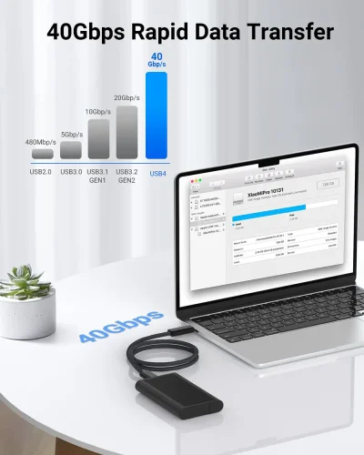 Thunderbolt 4 Cable 240W 40Gbps 5