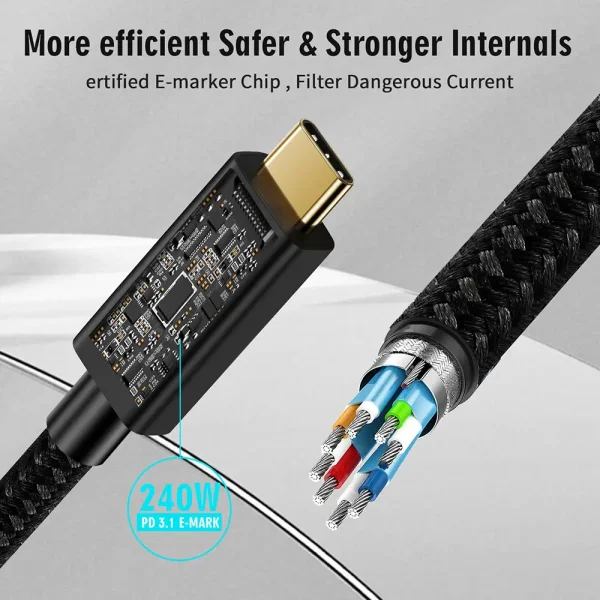 USB5 Cable with Thunderbolt 5 Cable 240 W Charging Cable 80 Gbps Data Cable 6