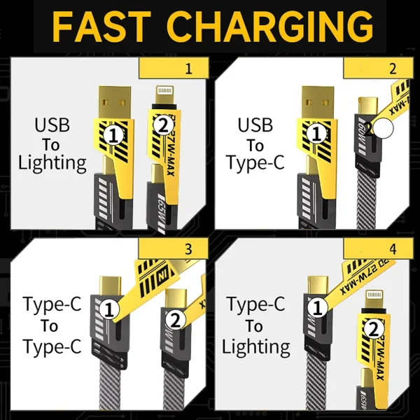 4 in 1 Convertible Metal Fast Data Cable - Image 6